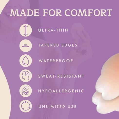 Shapeez - أغطية حلمات غير لاصقة من Nippeez، أغطية حلمات بتلات الثدي قابلة لإعادة الاستخدام، غطاء حلمة من السيليكون غير مسبب للحساسية مع حواف مدببة، بتلات حلمة مقاومة للماء، فطائر فطائر عريضة مقاس 4 بوصات in Saudi Arabia