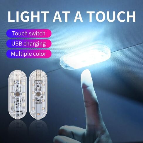 4 قطع مصابيح LED للسيارة داخلية لاسلكية، 7 ألوان من مصابيح السيارة الداخلية مع وضع التحكم في الصوت، 6 خرزات مصابيح LED ساطعة، إضاءة ليلية محمولة قابلة لإعادة الشحن USB للسيارة لتزيين السيارة in Saudi Arabia