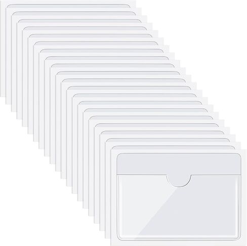 50 Pack Self Adhesive Index Card Pockets with Top Open for Loading, Clear Plastic Labels Holders for Organizing and Protecting Your Index Cards or Photos(1.2 x 3.35 Inches) in Saudi Arabia