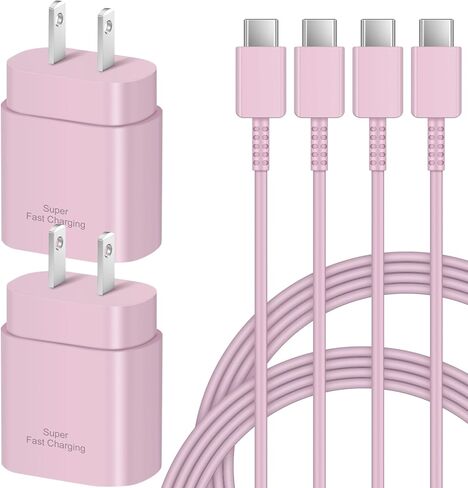 USB C Fast Charger for Samsung 25W Type C Charger, 2-Pack Fast Wall Charger Block with 6Ft Type C to Type C Cable for Samsung Galaxy S23 Ultra, S23+/S23/S22/S21/S20/Note 20/Note 10 in Kuwait