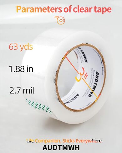 Packing Tape Refills, Clear, Packaging Tape Heavy Duty Designed for Moving, Shipping and Packing, Mailing,1.88" x 60 yds, 2 Rolls in Saudi Arabia