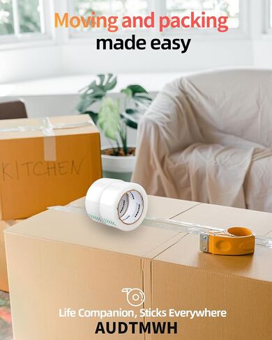 Packing Tape Refills, Clear, Packaging Tape Heavy Duty Designed for Moving, Shipping and Packing, Mailing,1.88" x 60 yds, 2 Rolls in Saudi Arabia
