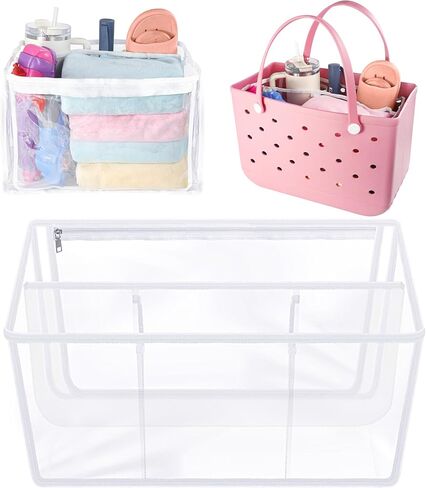 NBOOCUP Clear Beach Bag Organizer Accessories for Bogg Bag X Large, Insert Divider Pouch Zipper for Bogg Bags, Organizing Your Bag and Divide Space, White in Saudi Arabia