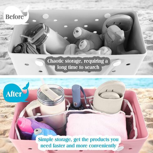NBOOCUP Clear Beach Bag Organizer Accessories for Bogg Bag X Large, Insert Divider Pouch Zipper for Bogg Bags, Organizing Your Bag and Divide Space, White in Saudi Arabia