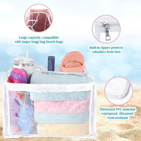 NBOOCUP Clear Beach Bag Organizer Accessories for Bogg Bag X Large, Insert Divider Pouch Zipper for Bogg Bags, Organizing Your Bag and Divide Space, White in Saudi Arabia