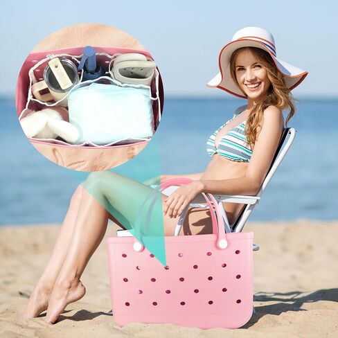 NBOOCUP Clear Beach Bag Organizer Accessories for Bogg Bag X Large, Insert Divider Pouch Zipper for Bogg Bags, Organizing Your Bag and Divide Space, White in Saudi Arabia
