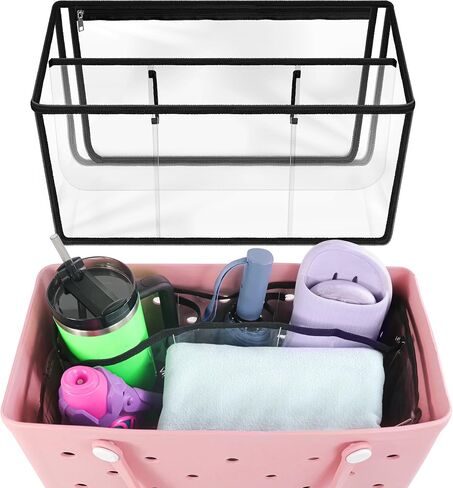 NBOOCUP Clear Beach Bag Organizer Accessories for Bogg Bag X Large, Insert Divider Pouch Zipper for Bogg Bags, Organizing Your Bag and Divide Space, White in Saudi Arabia