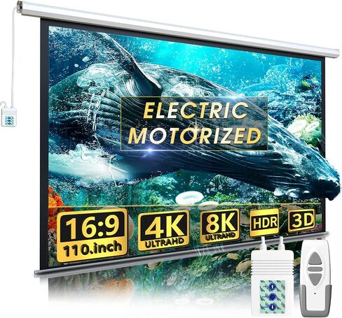 Motorized Projector Screen - Indoor and Outdoor Movies Screen Electric Projector Screen W/Remote Control (120 inch) in Kuwait