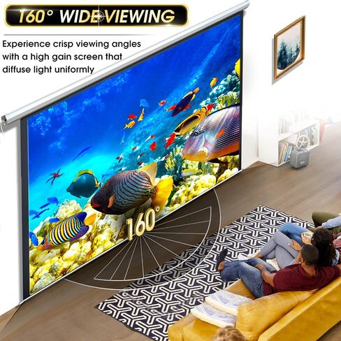 Motorized Projector Screen - Indoor and Outdoor Movies Screen Electric Projector Screen W/Remote Control (120 inch) in Kuwait