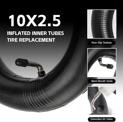 سكوتر كهربائي بأنبوب داخلي 10 × 2.5 إطارات 10 بوصة [سميكة] [امتداد الصمام] [رافعات الإطارات] [صمام الفم المنحني] (عبوتان) in Kuwait