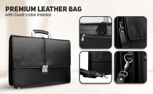 Business Briefcase -Leather Briefcase for Men - Leather Laptop Bag - Messenger Bag - Cow Leather Meeting Bag in Saudi Arabia