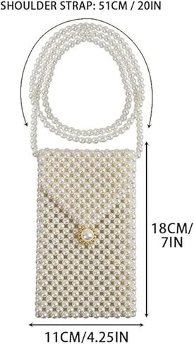 Luxury Pearl Bag Chain Bag Purse Shoulder Bag for Women,Artificial Pearl Clutch Crossbody Beaded Evening Bag for Party in Saudi Arabia