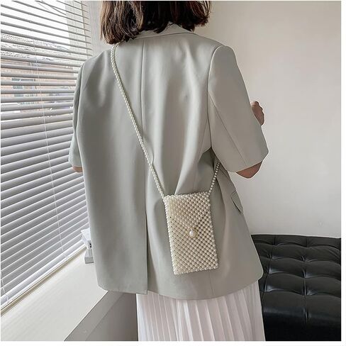 Luxury Pearl Bag Chain Bag Purse Shoulder Bag for Women,Artificial Pearl Clutch Crossbody Beaded Evening Bag for Party in Saudi Arabia