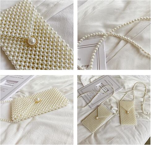 Luxury Pearl Bag Chain Bag Purse Shoulder Bag for Women,Artificial Pearl Clutch Crossbody Beaded Evening Bag for Party in Saudi Arabia