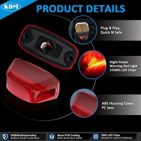 عدسة حمراء LED لسقف الكابينة الخلفية مجموعة مصابيح علامة علوية مناسبة لـ 2014-2023 دودج رام بروماستر 1500 1500 2500 3500 بيك اب شاحنة فان، تحذير خلوص تشغيل مثبت في الخلف، أحمر، عبوة من 5 قطع in Kuwait