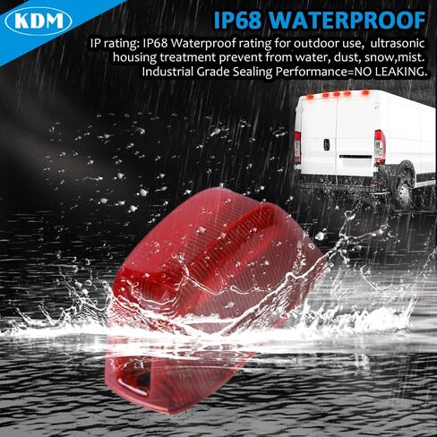 عدسة حمراء LED لسقف الكابينة الخلفية مجموعة مصابيح علامة علوية مناسبة لـ 2014-2023 دودج رام بروماستر 1500 1500 2500 3500 بيك اب شاحنة فان، تحذير خلوص تشغيل مثبت في الخلف، أحمر، عبوة من 5 قطع in Kuwait