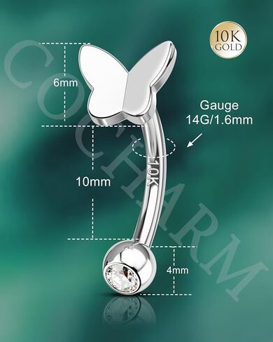 COCHARM 10K Yellow Gold Butterfly Belly Button Rings 10K Real Gold Belly Rings 10K Gold Belly Piercing Jewelry for Women Gold Upside Down Nave Rings in Saudi Arabia