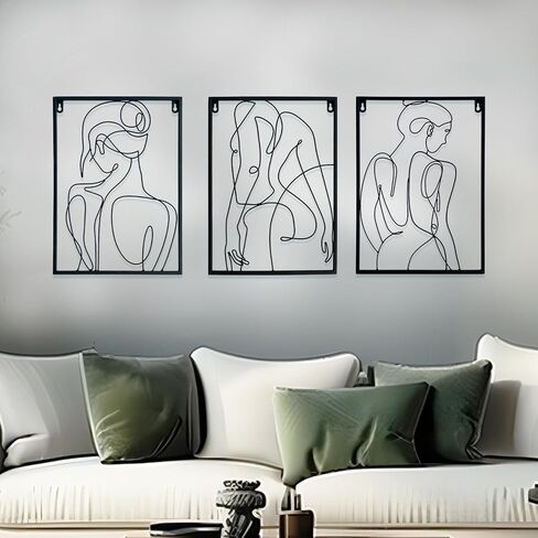 Natelf Wall Decor Aesthetic Metal Minimalist Abstract Woman Wall Art Decor for Living Room Home Bathroom Room Black Decor 3 Pieces in Saudi Arabia