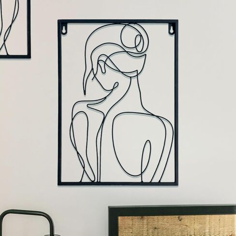 Natelf Wall Decor Aesthetic Metal Minimalist Abstract Woman Wall Art Decor for Living Room Home Bathroom Room Black Decor 3 Pieces in Saudi Arabia