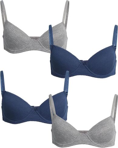 Nautica Girls' Training Bra - 4 Pack/6 Pack Molded and Ribbed A-Cup Girls Sports Bra - Training Bralettes for Girls (30A-36A) in Saudi Arabia