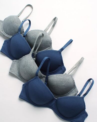 Nautica Girls' Training Bra - 4 Pack/6 Pack Molded and Ribbed A-Cup Girls Sports Bra - Training Bralettes for Girls (30A-36A) in Saudi Arabia