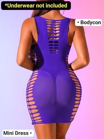 فساتين شبكية مثيرة للنساء، فستان قصير ضيق شبكي شفاف، ملابس رقص غريبة في نادي الهذيان in Kuwait