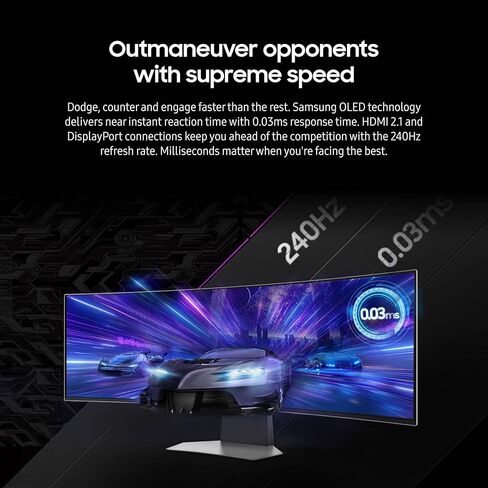SAMSUNG 49" Odyssey OLED G9 G95SC Series Curved Smart Gaming Monitor, 240Hz, 0.03ms, Dual QHD, Neo Quantum Processor Pro, DisplayHDR 400, AMD FreeSync Premium Pro, LS49CG954SNXZA, 2023 in Saudi Arabia