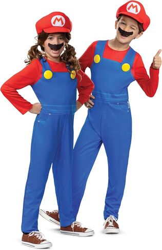 زي Disguise Boys Mario Elevated، زي Super Mario Bros الرسمي مع قفازات قبعة وشارب in Kuwait