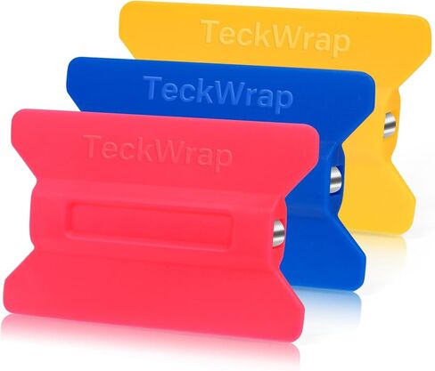 مجموعة أدوات ممسحة الفينيل المغناطيسية من TECKWRAP - 3 قطع ممسحة بلاستيكية للفينيل، غلاف السيارة، لون النافذة، ملصق لاصق والمزيد - 11 × 7.5 سم (أصفر، أزرق، وردي) in Kuwait