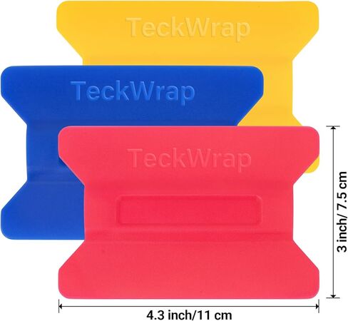 مجموعة أدوات ممسحة الفينيل المغناطيسية من TECKWRAP - 3 قطع ممسحة بلاستيكية للفينيل، غلاف السيارة، لون النافذة، ملصق لاصق والمزيد - 11 × 7.5 سم (أصفر، أزرق، وردي) in Kuwait