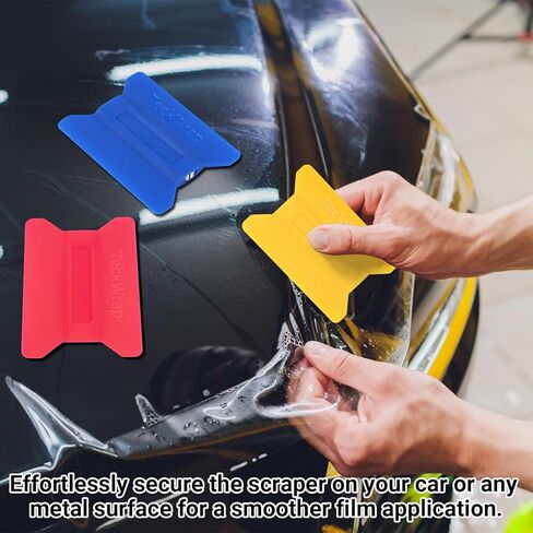 مجموعة أدوات ممسحة الفينيل المغناطيسية من TECKWRAP - 3 قطع ممسحة بلاستيكية للفينيل، غلاف السيارة، لون النافذة، ملصق لاصق والمزيد - 11 × 7.5 سم (أصفر، أزرق، وردي) in Kuwait