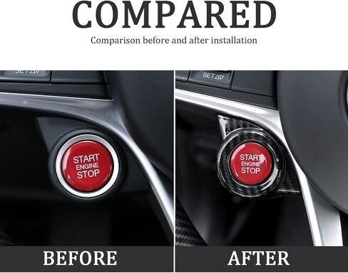 Car Engine Start Stop Button Frame Cover Trim for Alfa Romeo Stelvio 2017-2018/Giulia 2016-2018 Auto Accessories (Carbon Fiber Pattern) in Saudi Arabia