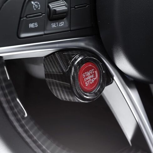 Car Engine Start Stop Button Frame Cover Trim for Alfa Romeo Stelvio 2017-2018/Giulia 2016-2018 Auto Accessories (Carbon Fiber Pattern) in Saudi Arabia