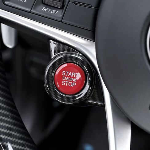 Car Engine Start Stop Button Frame Cover Trim for Alfa Romeo Stelvio 2017-2018/Giulia 2016-2018 Auto Accessories (Carbon Fiber Pattern) in Saudi Arabia