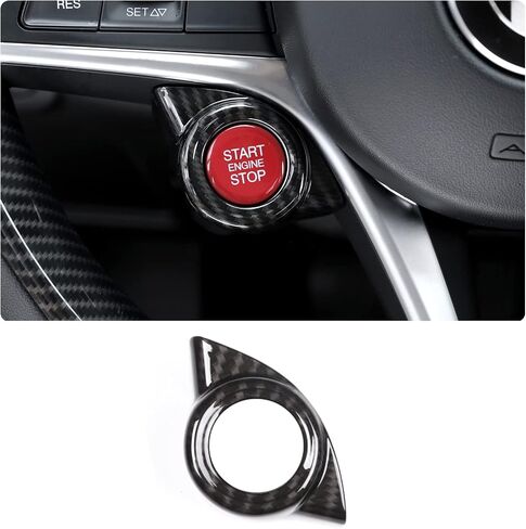 Car Engine Start Stop Button Frame Cover Trim for Alfa Romeo Stelvio 2017-2018/Giulia 2016-2018 Auto Accessories (Carbon Fiber Pattern) in Saudi Arabia