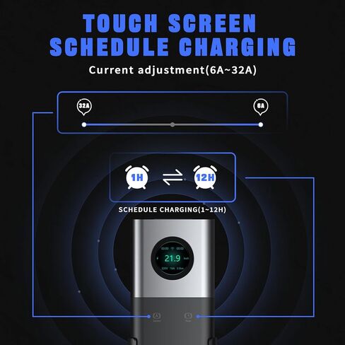 Level 2 EV Charger up to 40A 240V 11kW, NEMA 14-50 Plug, Indoor/Outdoor wallbox ev Charger, 25ft Cable, App Control, WiFi, Bluetooth Portable ev Charger for J1772 EVs in Saudi Arabia