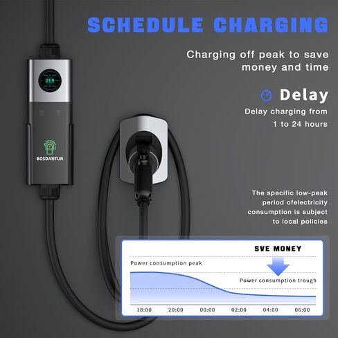Level 2 EV Charger up to 40A 240V 11kW, NEMA 14-50 Plug, Indoor/Outdoor wallbox ev Charger, 25ft Cable, App Control, WiFi, Bluetooth Portable ev Charger for J1772 EVs in Saudi Arabia