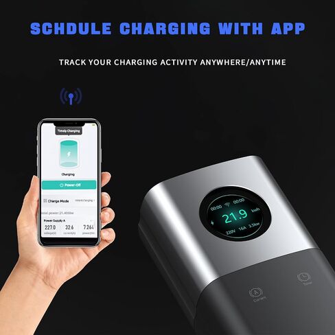Level 2 EV Charger up to 40A 240V 11kW, NEMA 14-50 Plug, Indoor/Outdoor wallbox ev Charger, 25ft Cable, App Control, WiFi, Bluetooth Portable ev Charger for J1772 EVs in Saudi Arabia