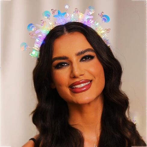 Light Up Sea Shell Headband Spakrly LED Headwear Glowing Custome Hair Accessories for Women and Girls (Silver-2) in Saudi Arabia