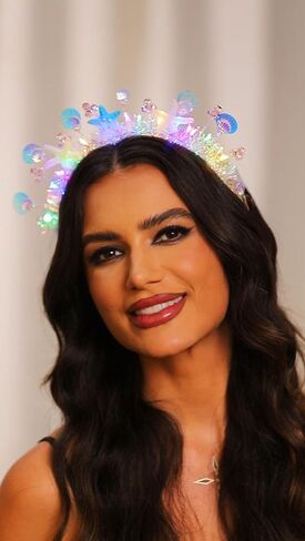 Light Up Sea Shell Headband Spakrly LED Headwear Glowing Custome Hair Accessories for Women and Girls (Silver-2) in Saudi Arabia