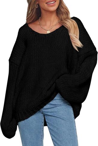 PRETTYGARDEN Women's Fall Trendy Pullover Sweaters Chunky Knit Long Sleeve V Neck Oversized Dressy Casual Cute Tops Blouses in Kuwait