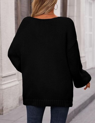 PRETTYGARDEN Women's Fall Trendy Pullover Sweaters Chunky Knit Long Sleeve V Neck Oversized Dressy Casual Cute Tops Blouses in Kuwait