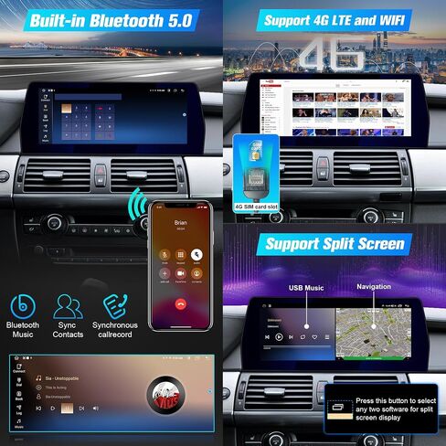 Car Stereo for BMW X5 E70 CCC 2007-2010, Car Audio Receivers for BMW X6 E71 CCC 2007-2010, 12.3" Car RadioTouchscreen with Wireless Aftermarket Android Auto Head Unit Backup Camera Carplay for Apple in Saudi Arabia
