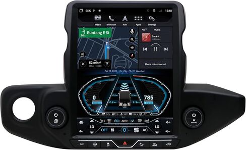 ترقية ستيريو راديو YULU E10 لسيارة Jeep Wrangler JL Gladiator 2018 2019 2020 2021 2022 2023 Auto A/C Android 13 T-Style Head Unit Navigation بناء في Carplay Bluetooth 5.0 مخرج الألياف الضوئية in Kuwait