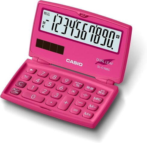 Casio SL-C100C-RD-N Colorful Calculator, Vivid Pink, 10 Digit Folding Notebook Type in Saudi Arabia