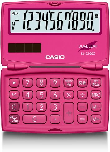 Casio SL-C100C-RD-N Colorful Calculator, Vivid Pink, 10 Digit Folding Notebook Type in Saudi Arabia