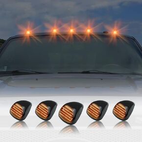 5 X Amber Smokey Lens LED Front Roof Cab Sign Light Compatible with Ford F-250 F-350 F-450 F550 Super Duty 1999-2016/F-650 F-750 2004-2017