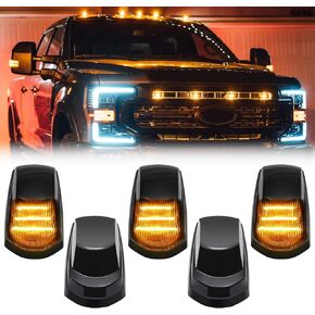 R&F Auto 5PCS Smoked LED Cab Roof Marker Lights Compatible with F-250 F-350 F-450 F-550 Super Duty (2017-2022) Pickup Trucks Roof Running Lamps
