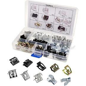 100Pcs 10 Sizes Auto Car U-Clip Metal Trim Panel Spring Clip, Auto U-Clip Body Fastener Clip, Universal Trim Moulding Clip Kit Compatible with VW Audi 4A0-867-276A