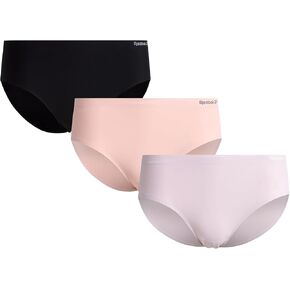 Reebok Women's Hipster Briefs - 3 Pack Stretch Performance Breathable Hipster Panties - Seamless Underwear for Women (S-XL), Size Large, Orchid Hush/Lotus/Black